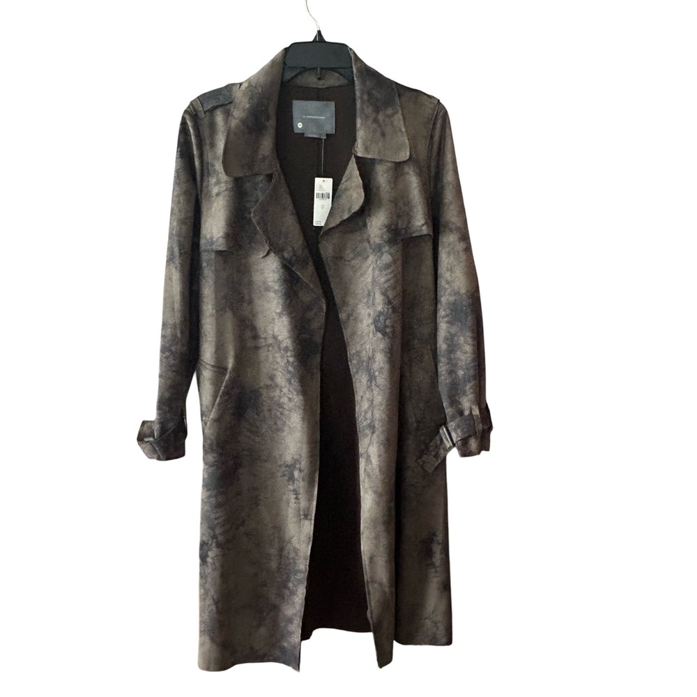 Anthropologie Suede like Army Green and Grey Trench Coat